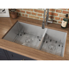 Ruvati 33" Undermnt Tight Radius 60/40 Dbl Bowl 16 Gauge SS Kitchen Sink RVH7419